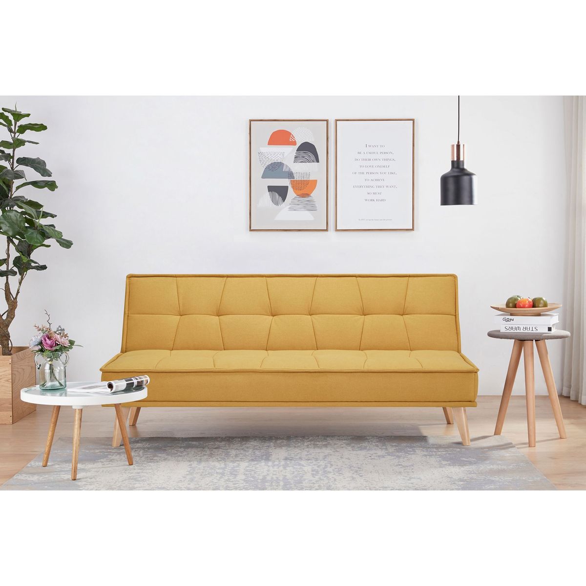 JUST HOME COLLECTION - Sodá Cama 3 cuerpos Mustard