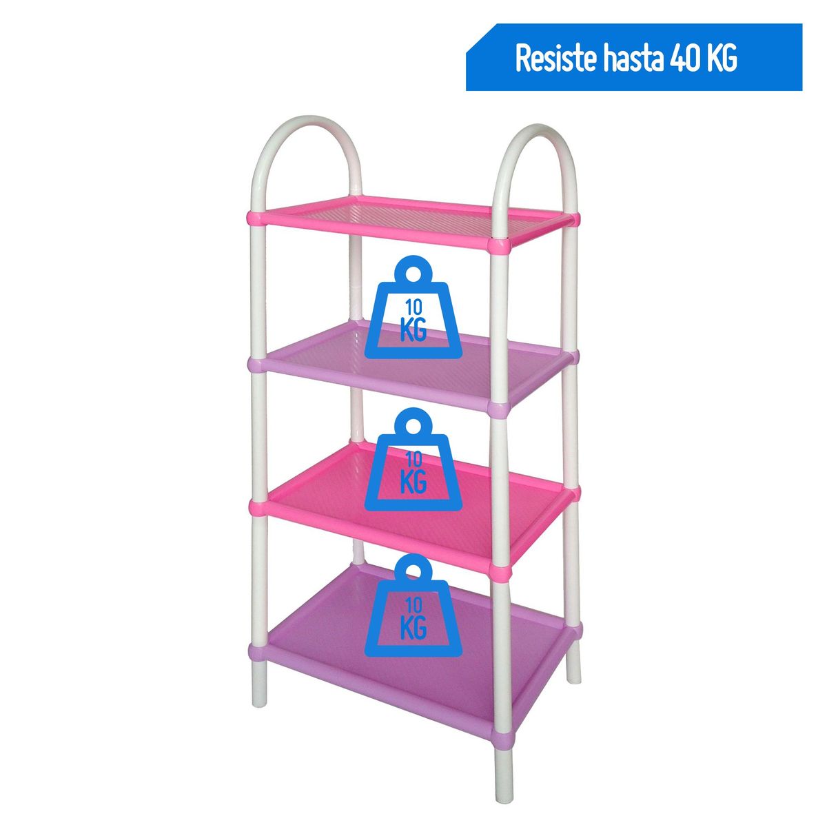 RIMAX - Estante plástico decorativo rosa/lila 40 kg