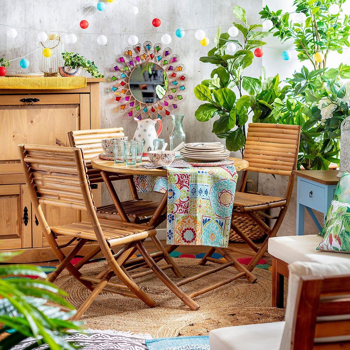 JUST HOME COLLECTION - Mesa Melody para 4 Personas 90x90cm Bambú Natural