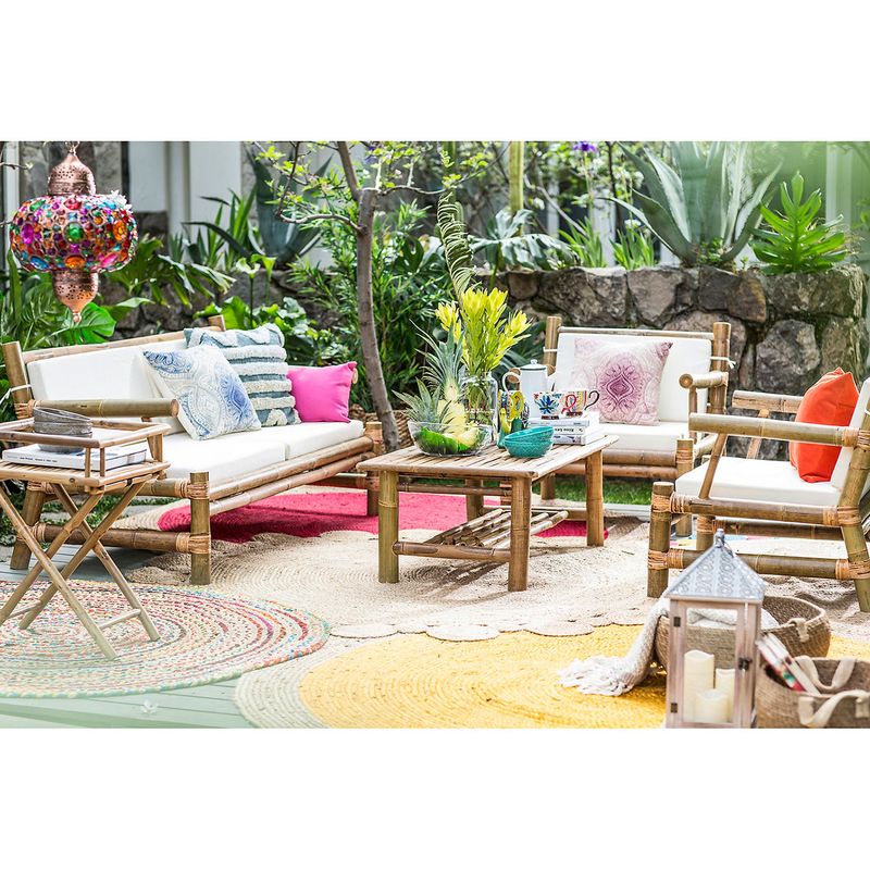 HOMY - Juego de Living de terraza Bamboo 4 Personas Natural