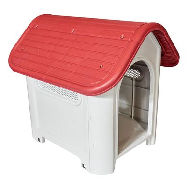 Casa para Perro Raza Pequea Plstico Blanco y Rojo 75x66x59cm