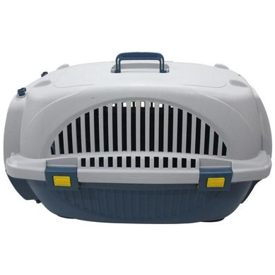 Jaula de Transporte para Mascota Raza Mediana Plstico Blanco/Azul 40x42.5x60cm