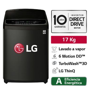 Lavadora LG 17 Kg Motor Directo Hedd WT17BSS6H Negro Platino