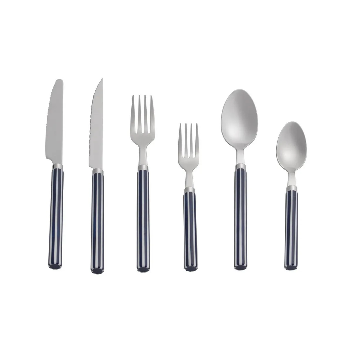 CASA BONITA - Juego de Cubiertos 48 Piezas Rayas Plast