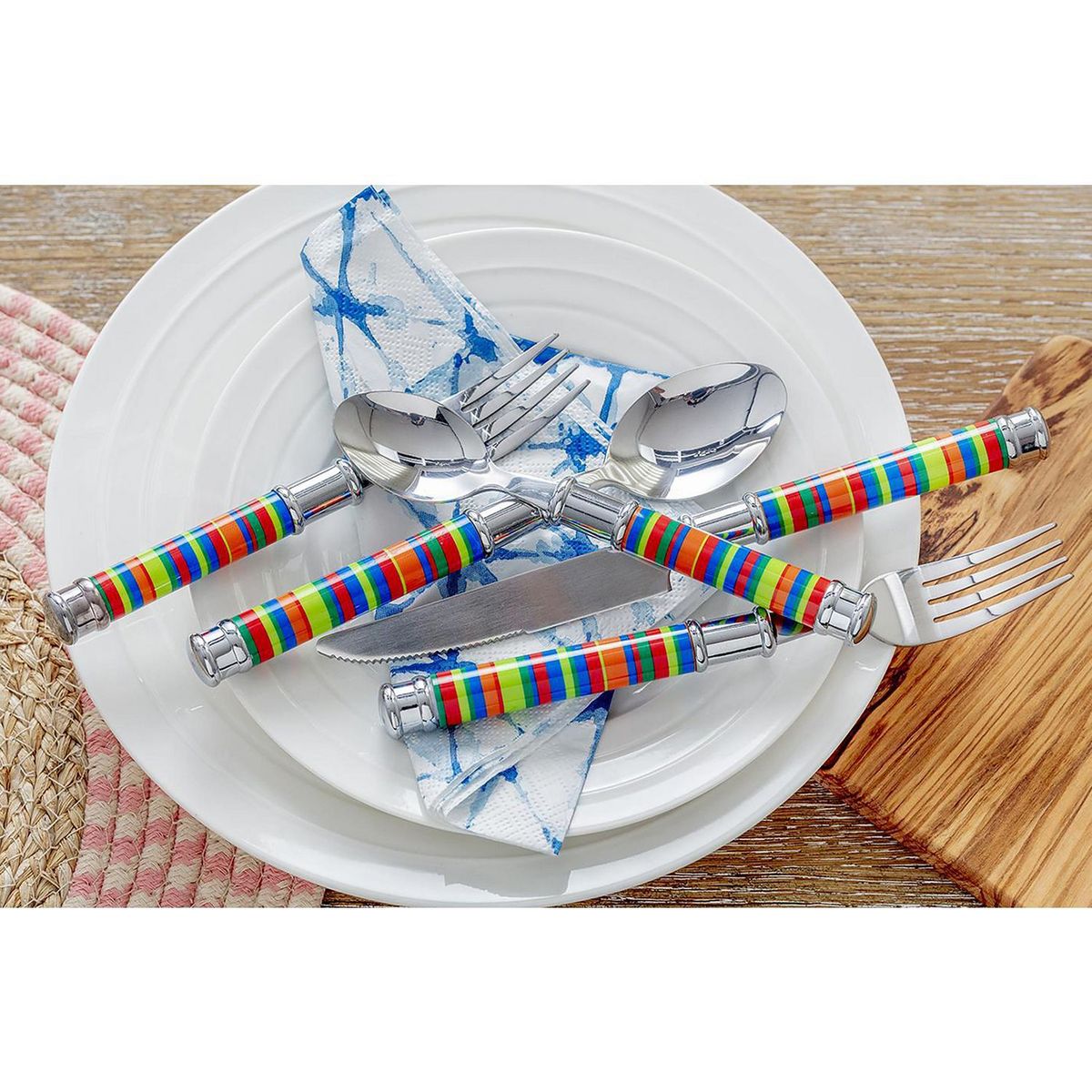 JUST HOME COLLECTION - Juego de Cubiertos 20 Piezas Color Rojo