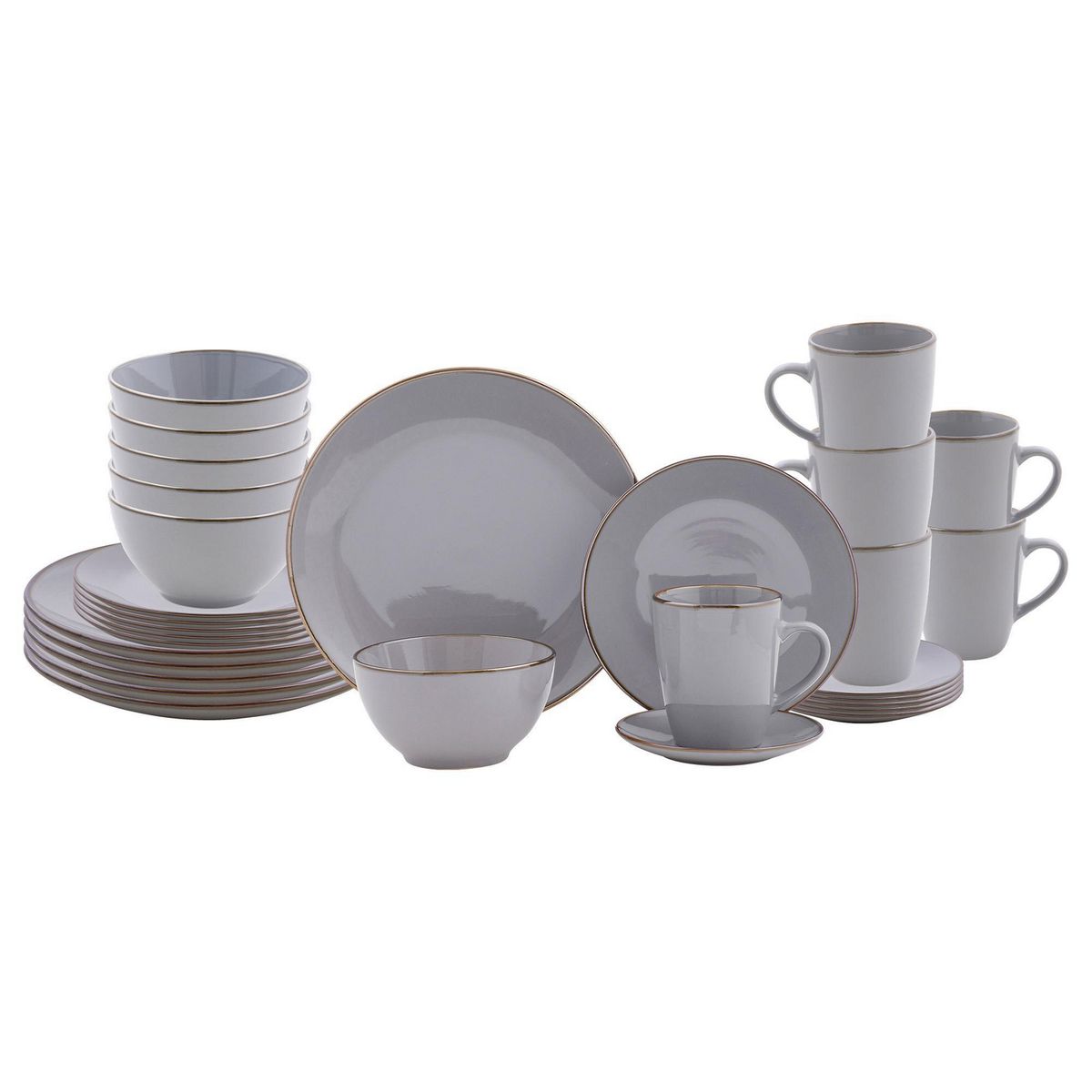 JUST HOME COLLECTION - Juego de vajilla Cerámica Gris 30 Piezas