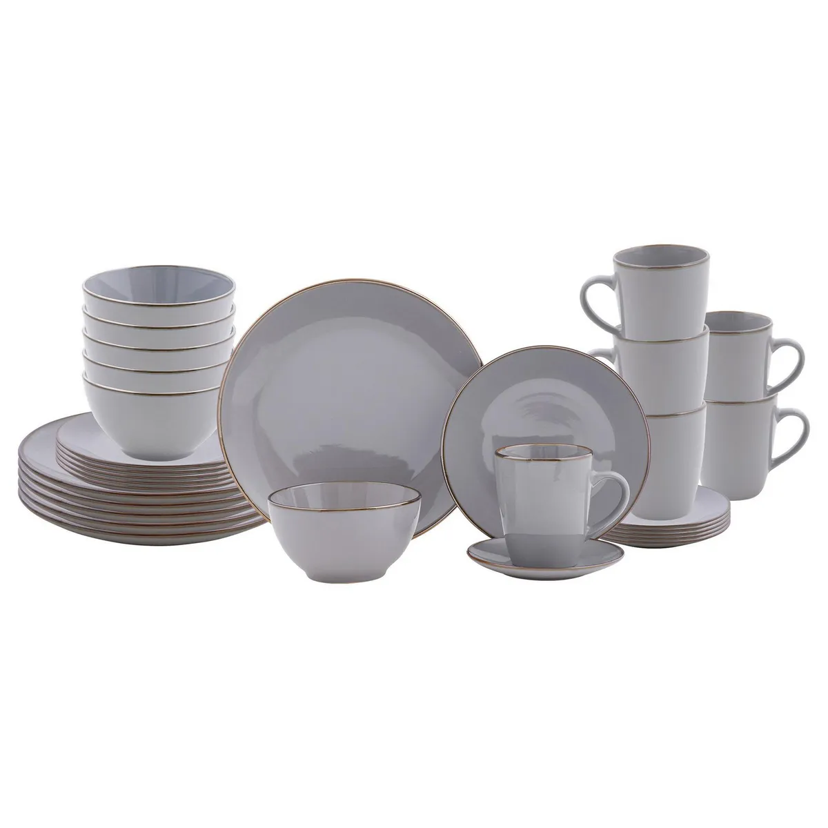JUST HOME COLLECTION - Juego de vajilla Cerámica Gris 30 Piezas
