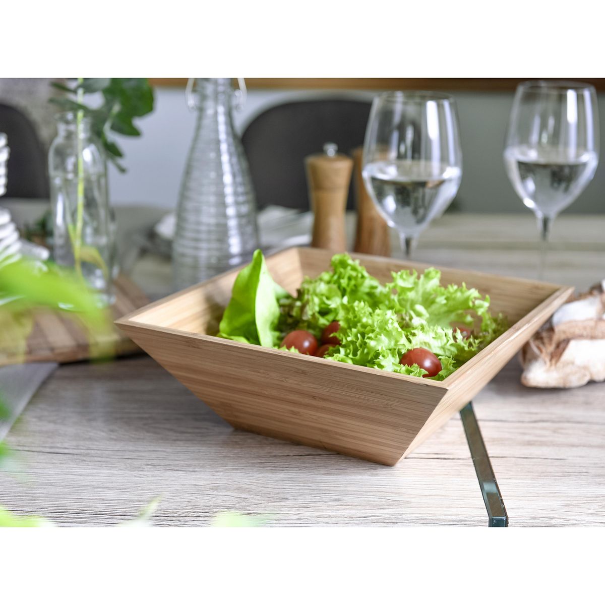 CASA BONITA - Ensaladera Cuadrada Bambú