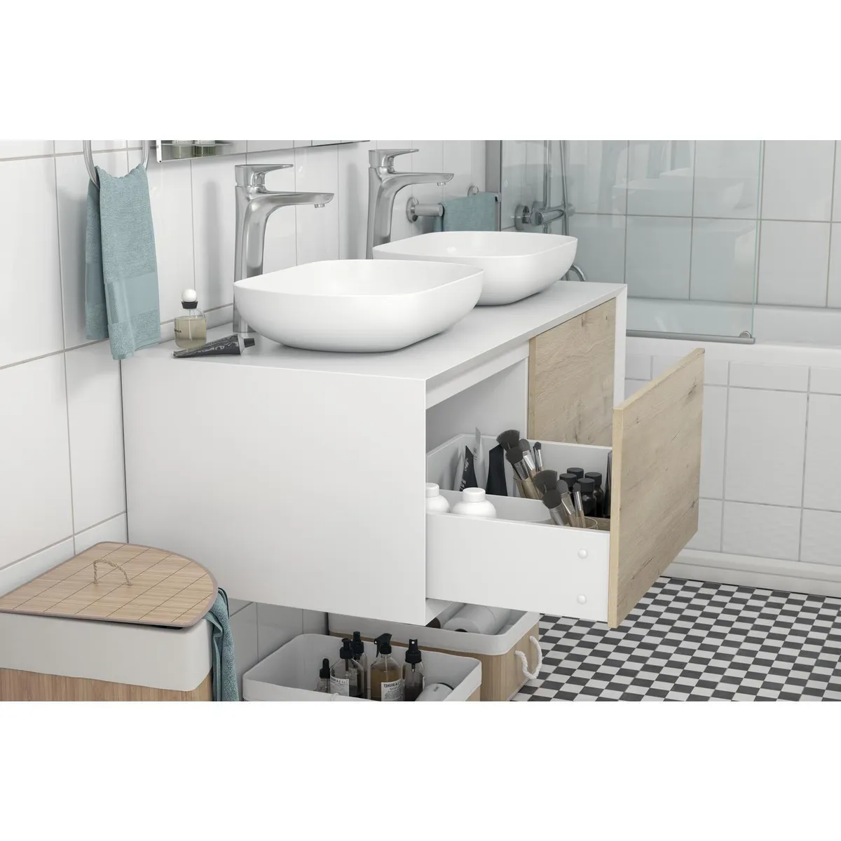 SENSI DACQUA - Mueble Vanitorio Doble Fiona 120x55x40cm