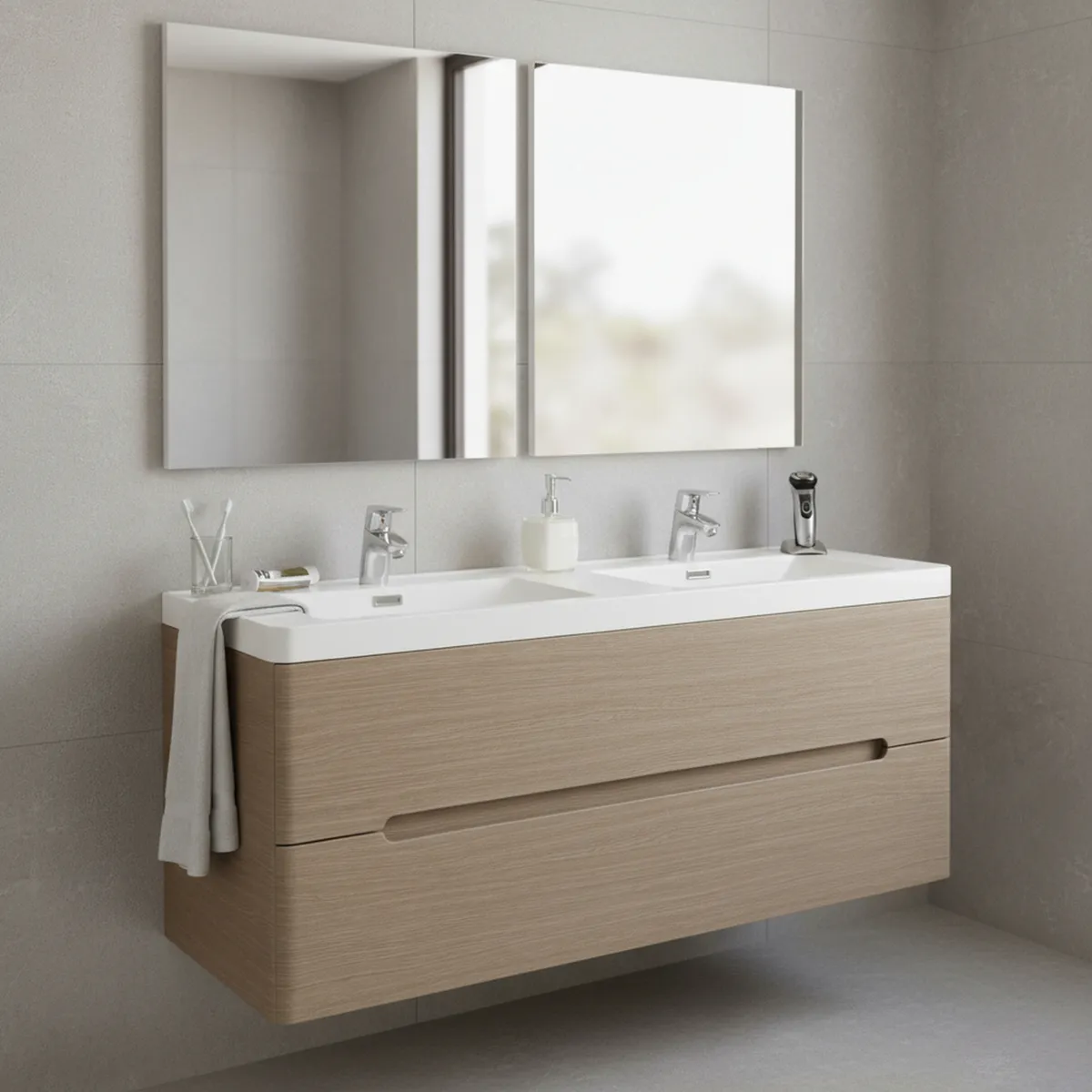 SENSI DACQUA - Kit Mueble Vanitorio River Marrón 120x47x50 cm