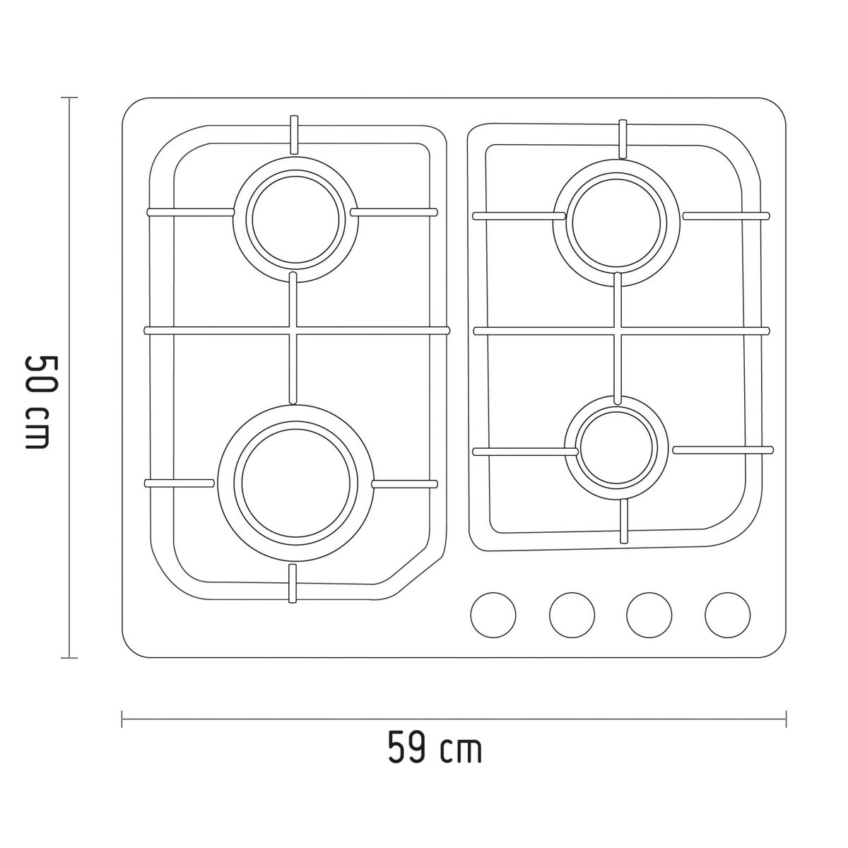 SOLE - Cocina Empotrable Sole a Gas 4 Hornillas SOLCO035 Silver