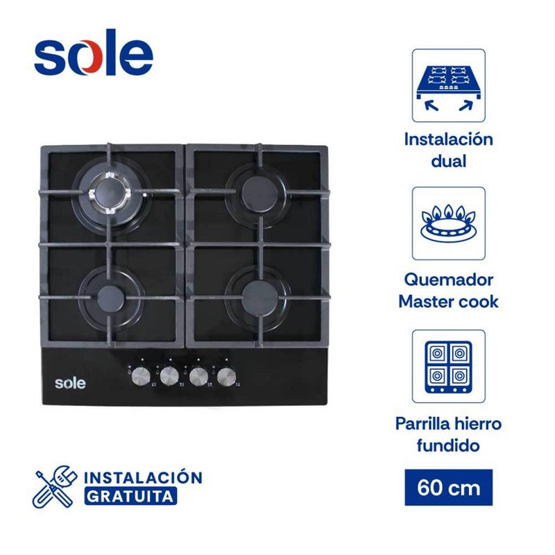 SOLE - Encimera Sole Vidrio Templado 60 Cm