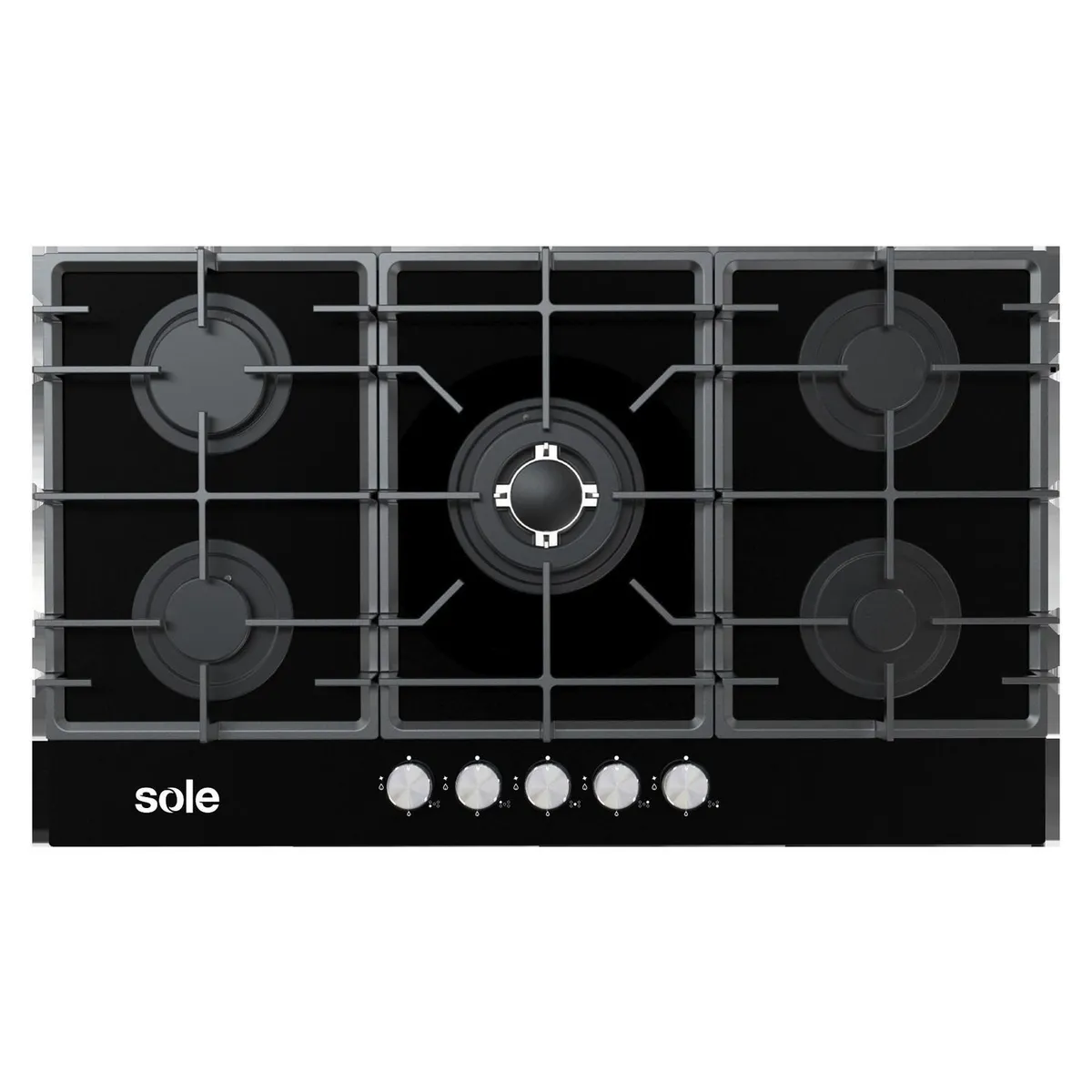 SOLE - Encimera Empotrable A Gas 5 Hornillas Sole Negro