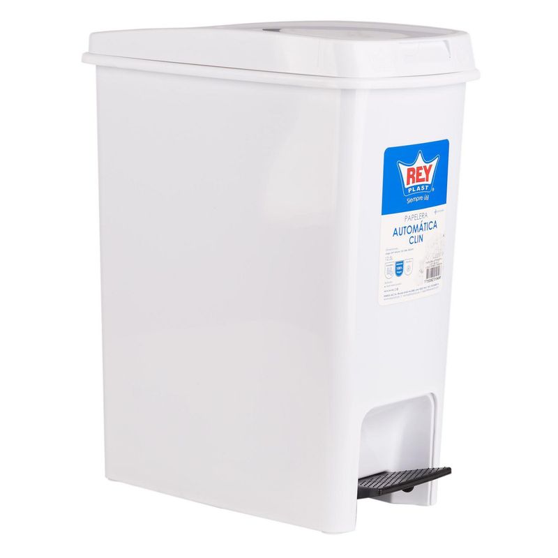 REYPLAST - Papelera de Plástico con Pedal 12.5 litros Blanco