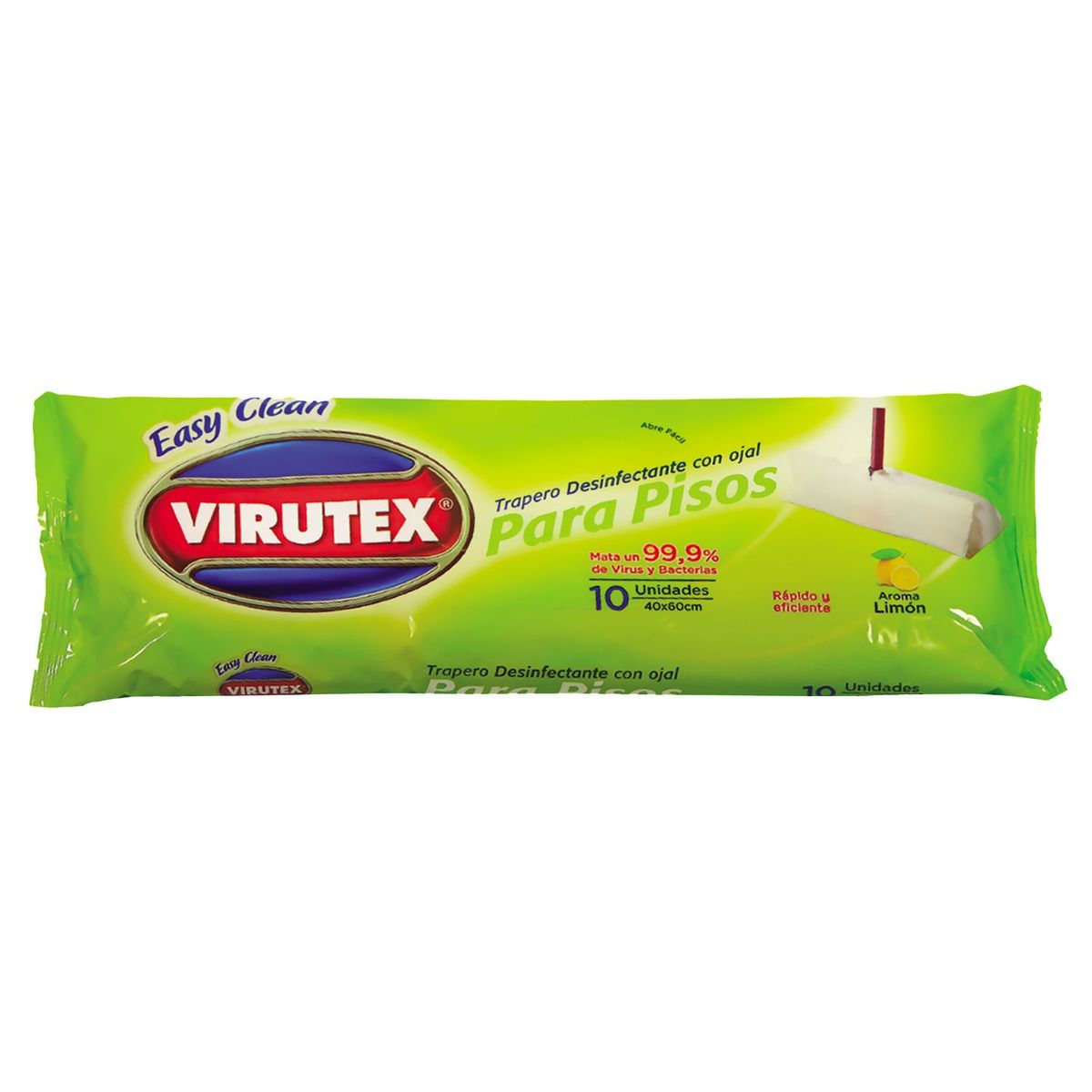 VIRUTEX - Paños Humedos de Piso Desinfectantes Limón 10unds