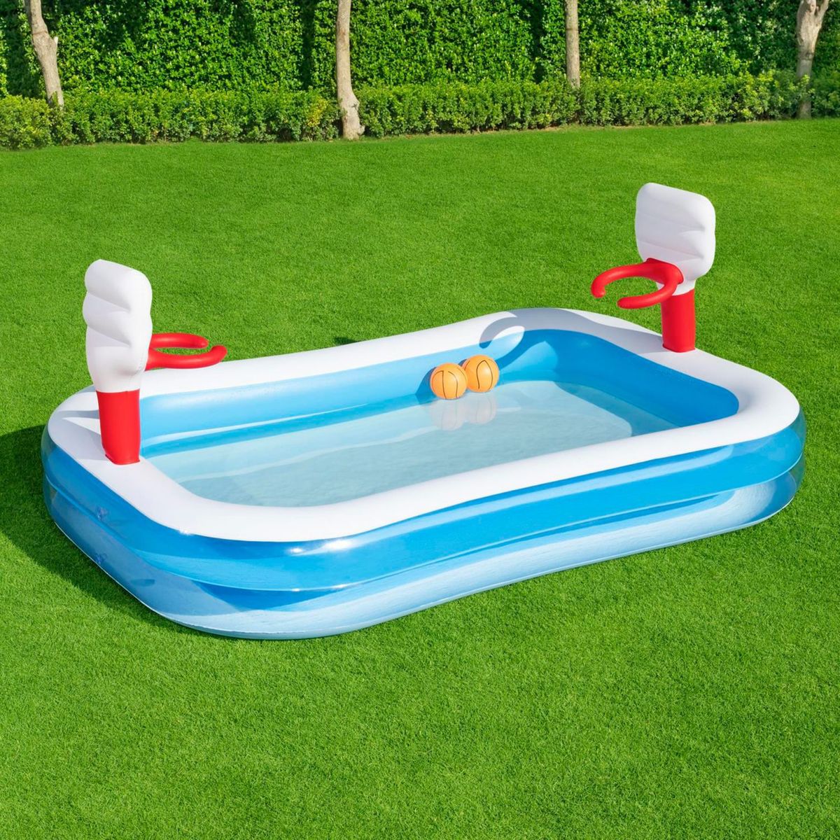 BESTWAY - Piscina Inflable con Basket 251x168x102xm Rectangular Recreativa