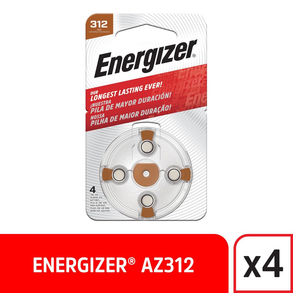 ENERGIZER - Pack de 4 Pilas Audio Energizer AZ312 1.4V