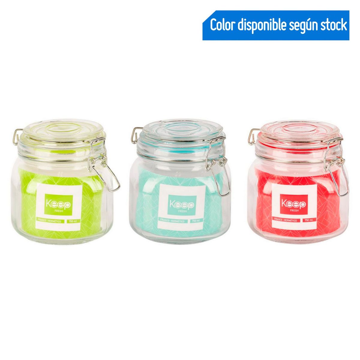KEEP - Frasco De Vidrio Hermético Colores 800Ml