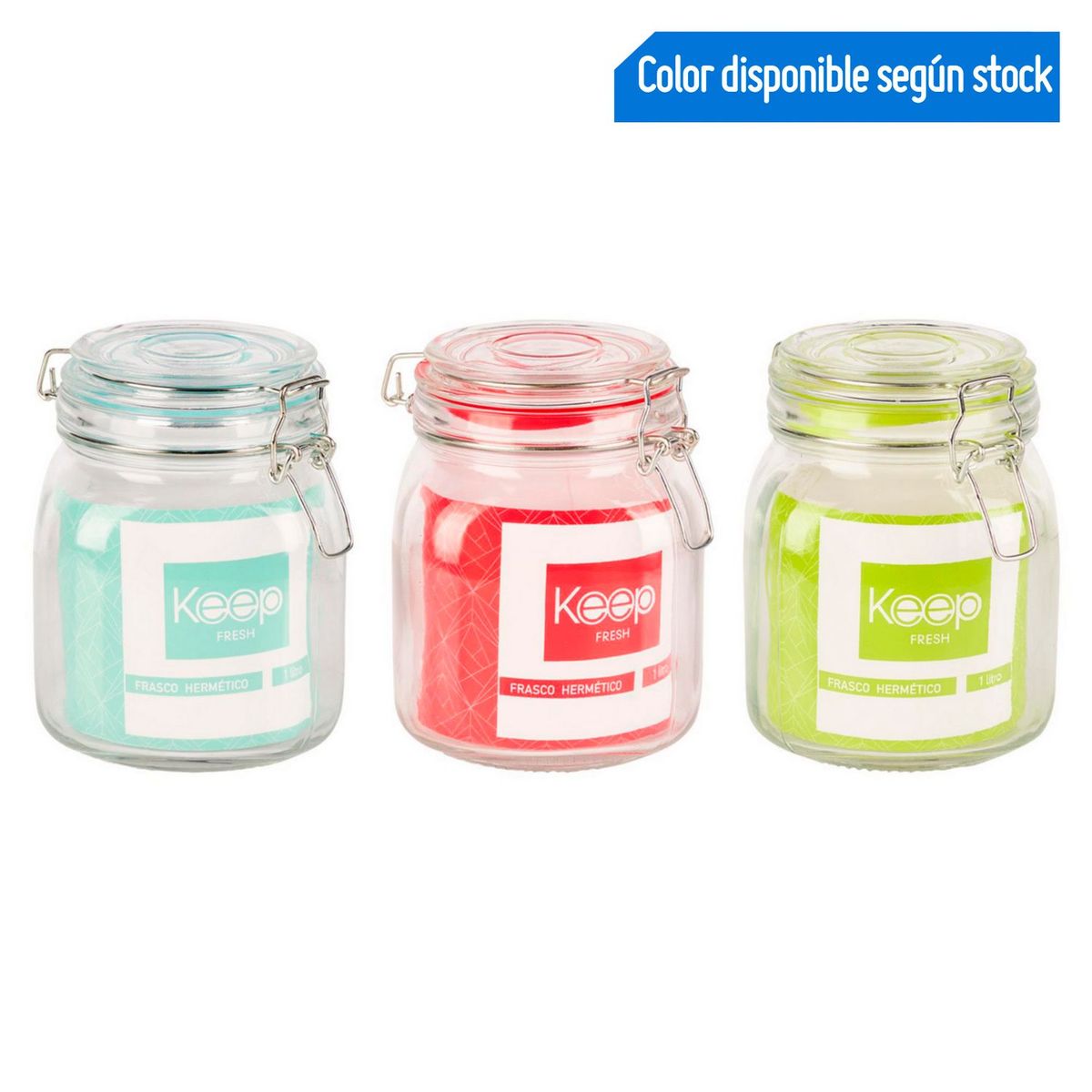 KEEP - Frasco De Vidrio Hermético Colores 1L
