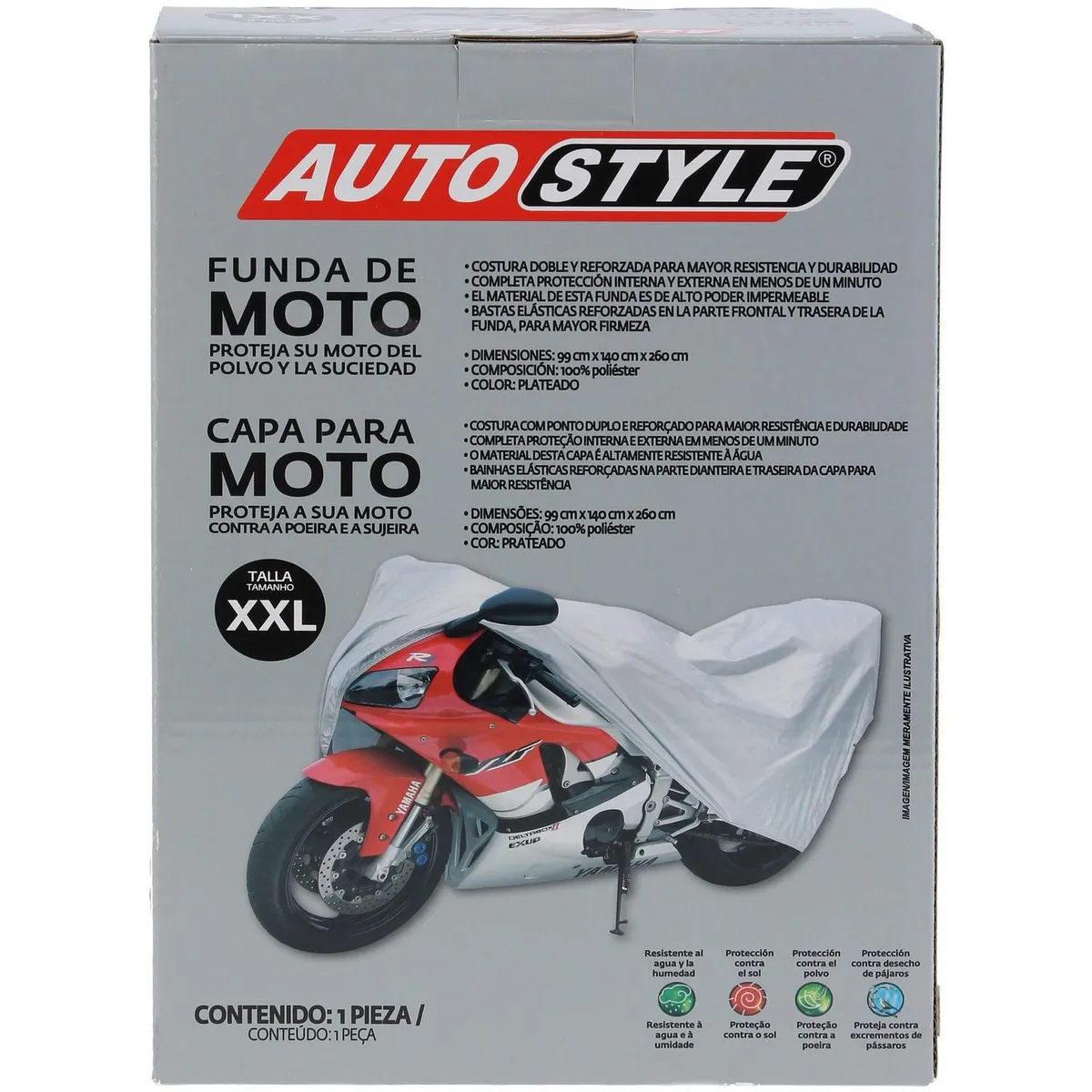 AUTOSTYLE - Cobertor para Moto Talla XXL Oxford
