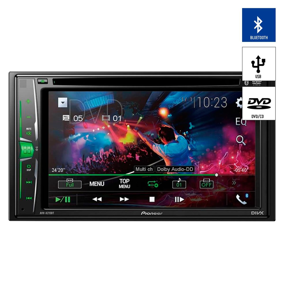 PIONEER - Autoradio Pantalla Tactil 6.2" Bluetooth/CD/DVD/USB AVH-A215BT