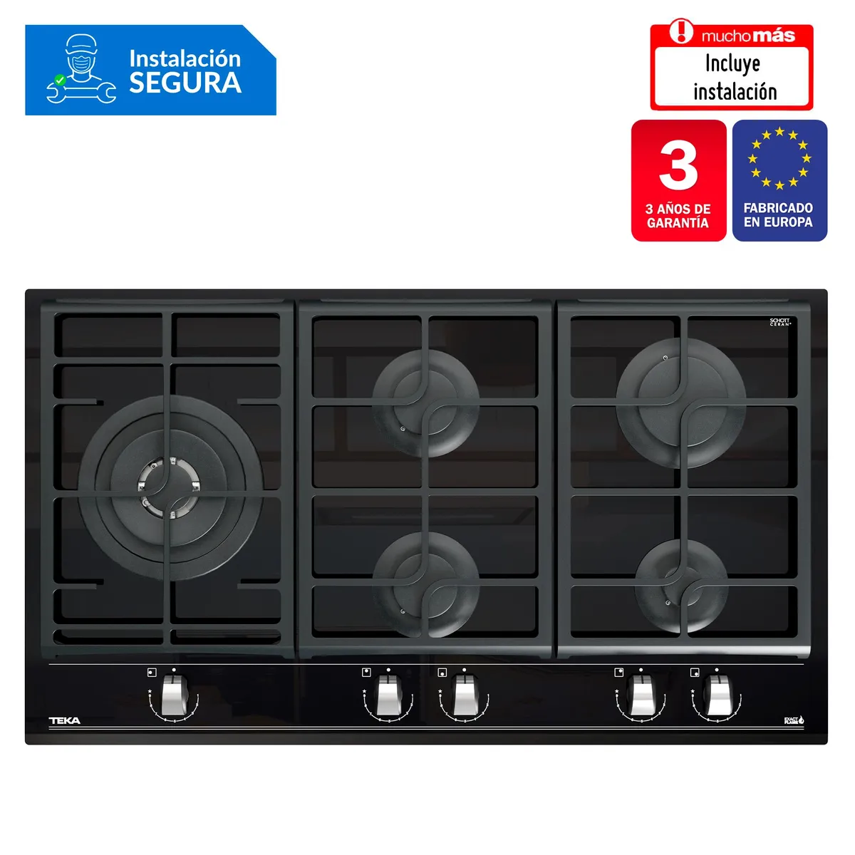 TEKA - Cocina empotrable Gas Teka GZC 95320 XBB X5 Quemadores