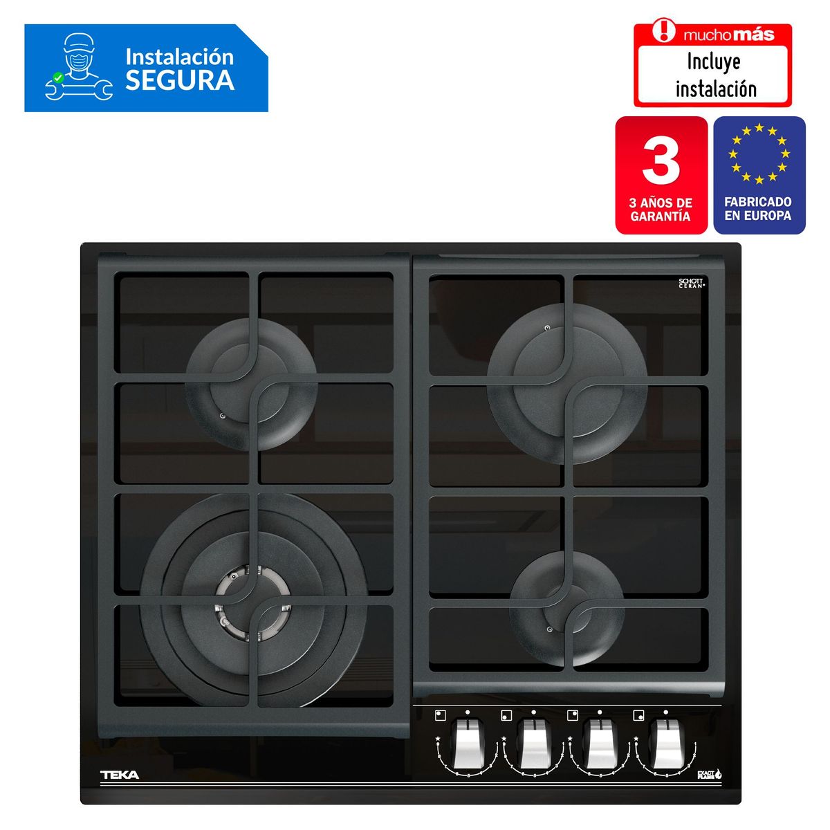 TEKA - Cocina empotrable Gas Teka GZC 64320 XBB X4 Quemadores