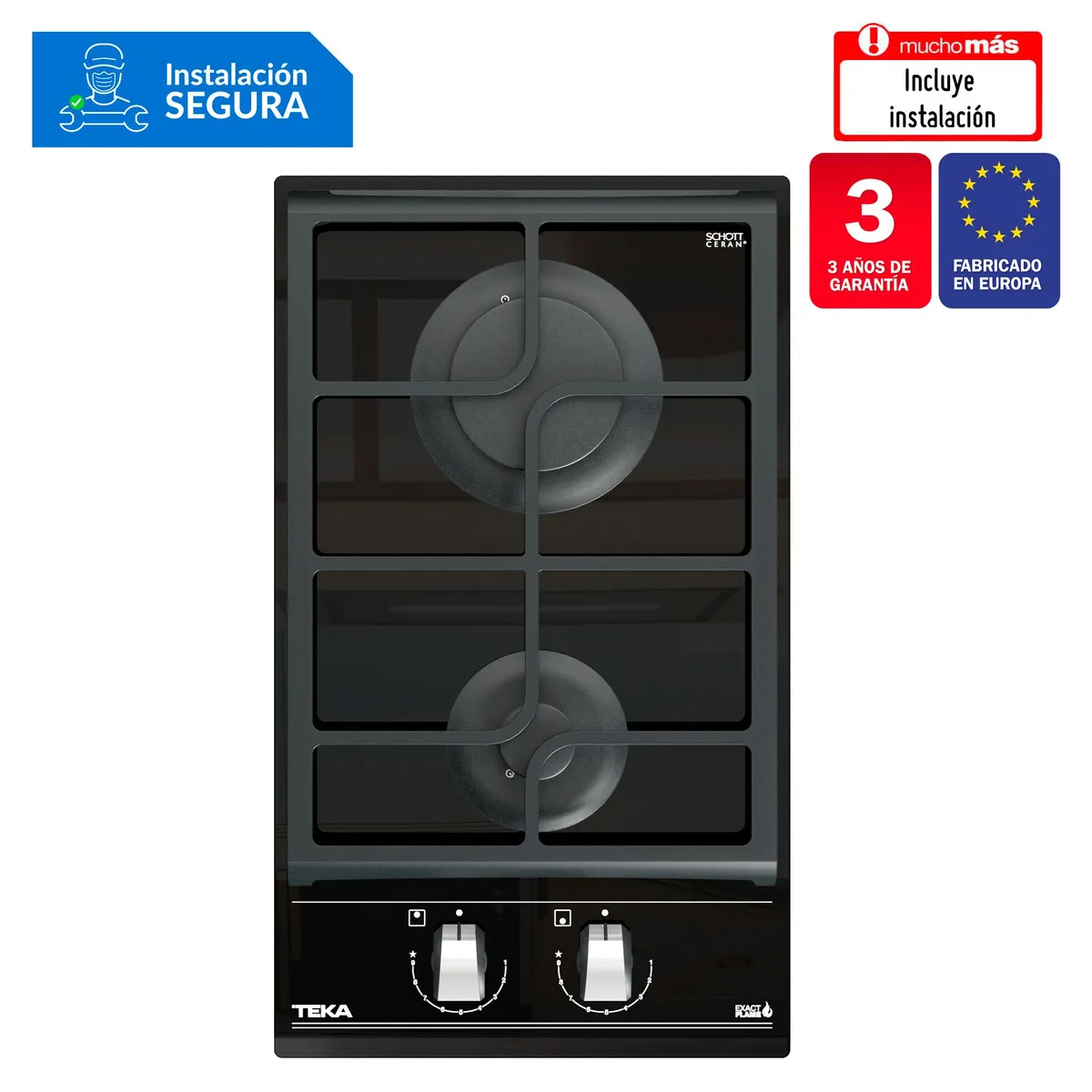 TEKA - Cocina empotrable Gas Teka GZC 32300 XBB X2 Quemadores