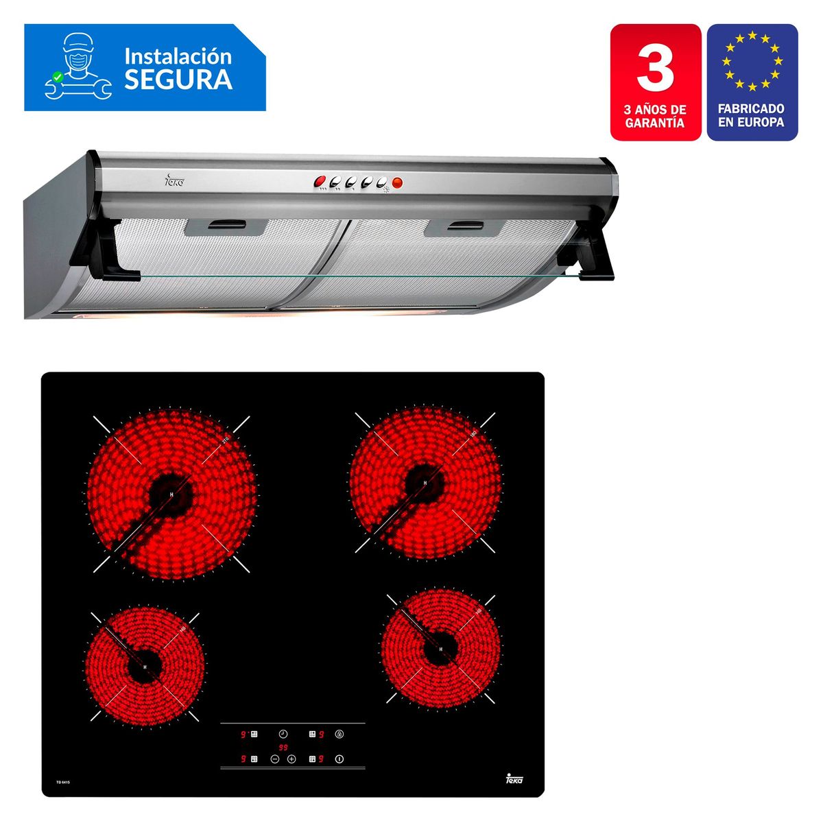 TEKA - Combo Teka Cocina Empotrable 4 Quemadores TB 6415 + Campana Lineal 60cm C 6310