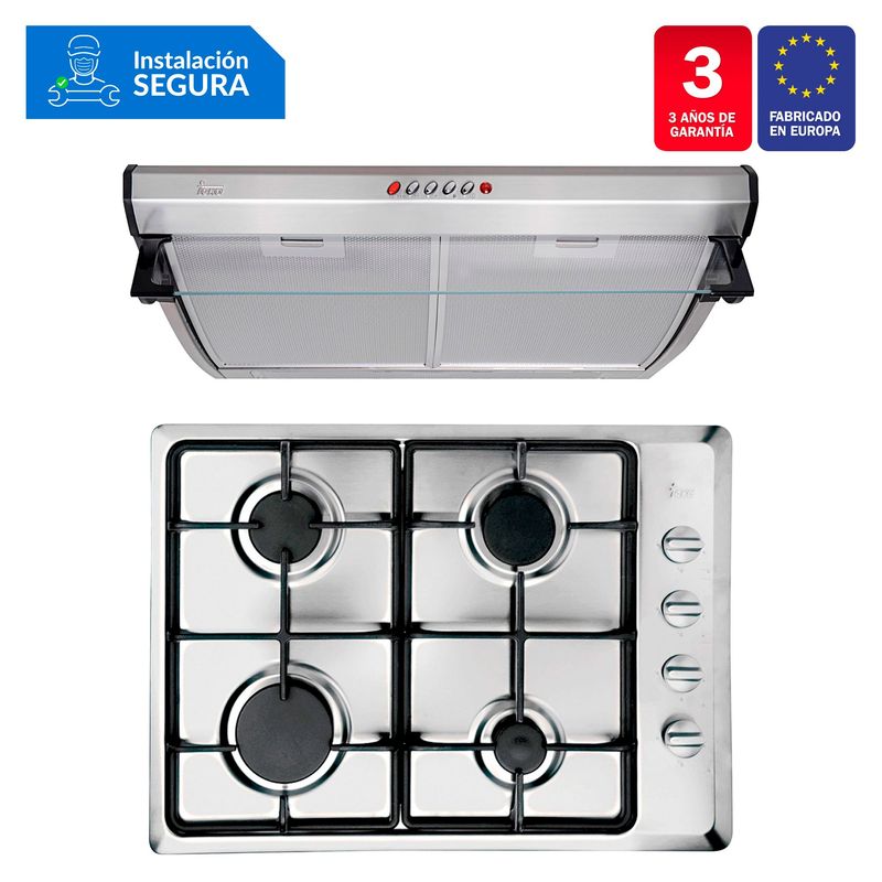 TEKA - Combo Cocina Empotrable HLX 50 4G AI CI + Campana Tradicional C 6310 C/F