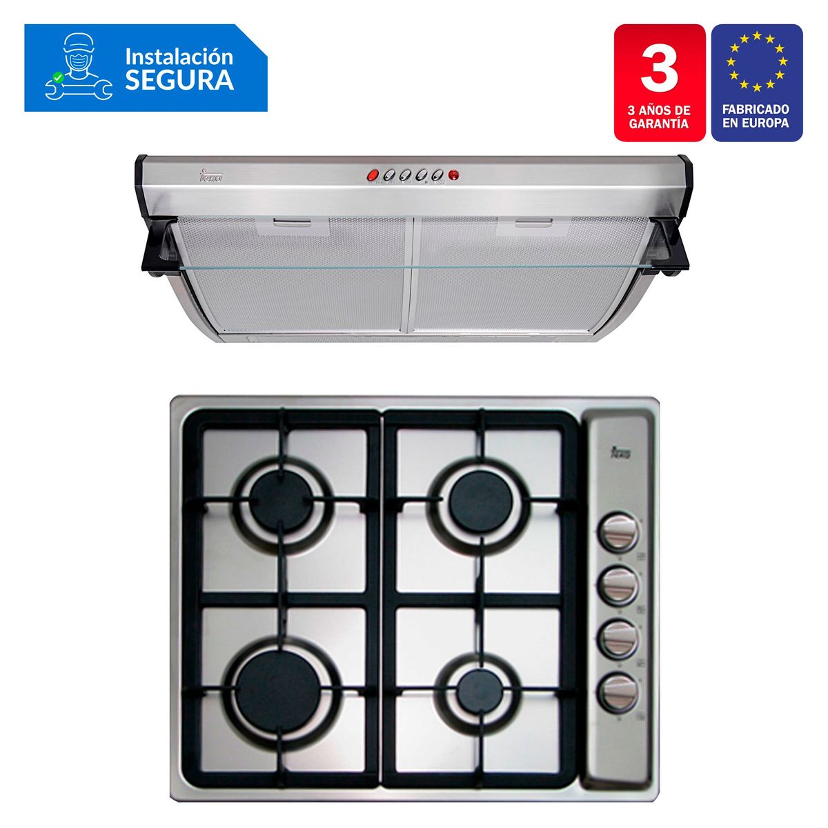 TEKA - Combo Cocina Empotrable 4G 60 AI CI + Campana Tradicional C 6310 C/F