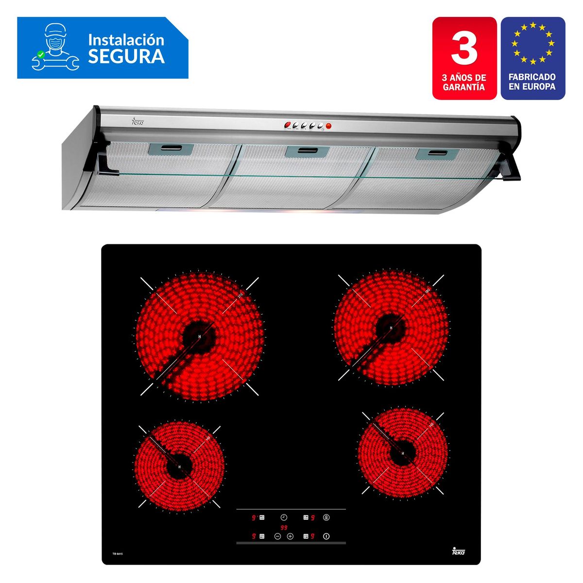 TEKA - Combo Cocina Empotrable TB 6415 + Campana Tradicional C 9310 C/F