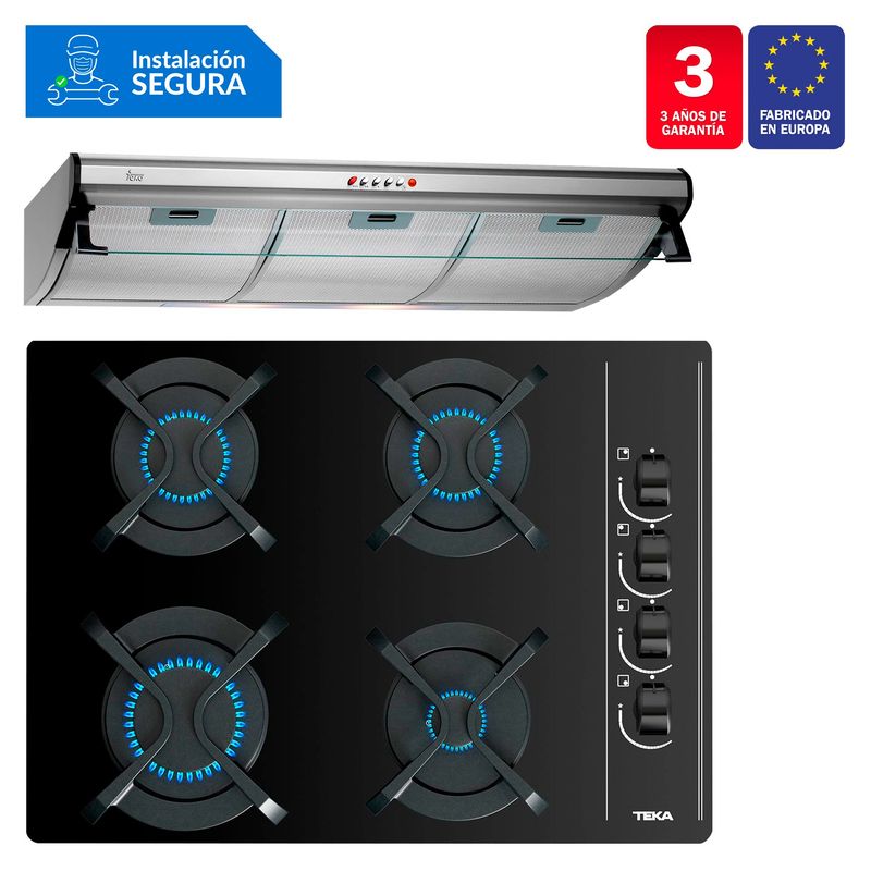 TEKA - Combo Campana Tradicional C 9310 C/F + Cocina Empotrable GBC 64003 KIB