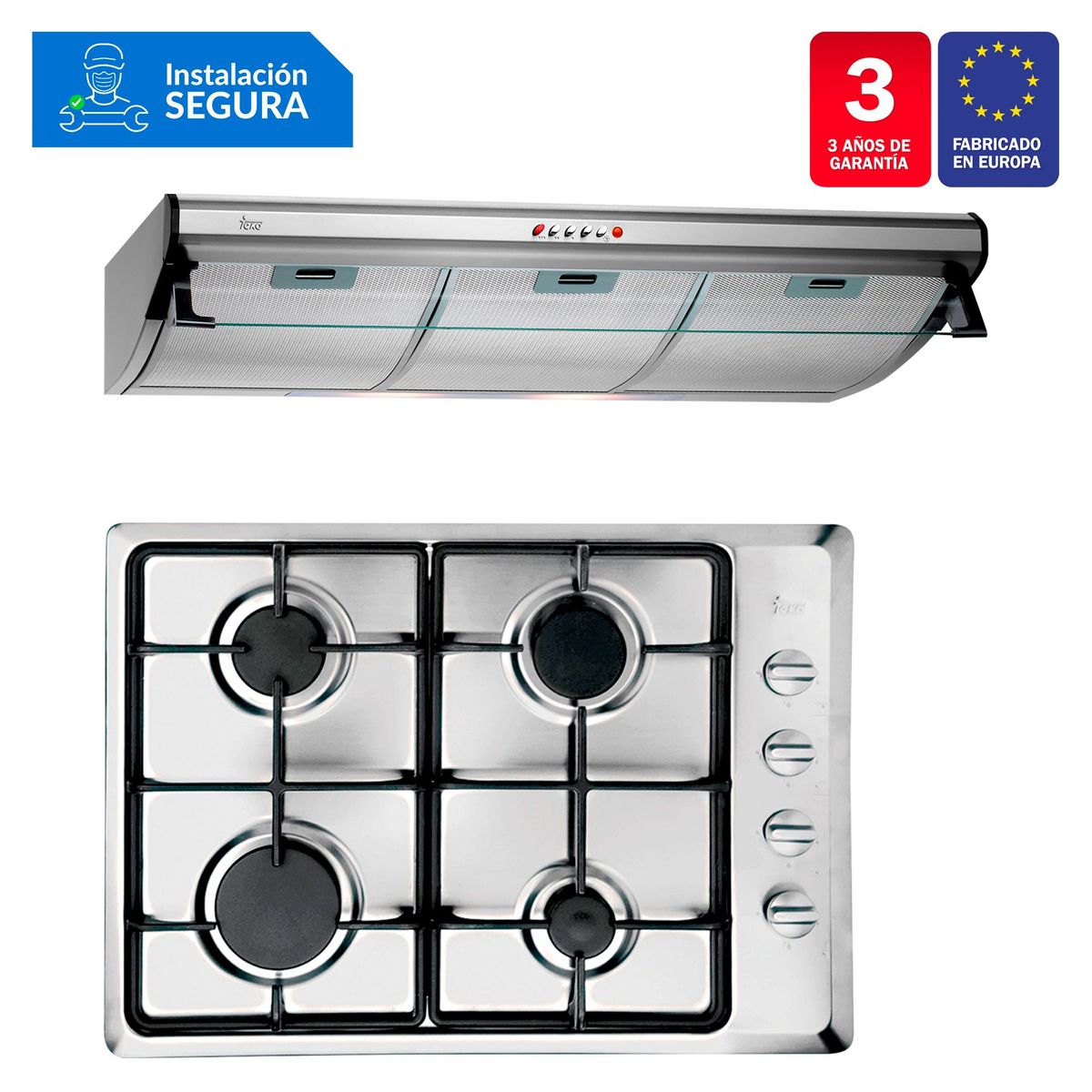 TEKA - Combo Cocina Empotrable HLX 50 4G AI CI + Campana Tradicional C 9310 C/F