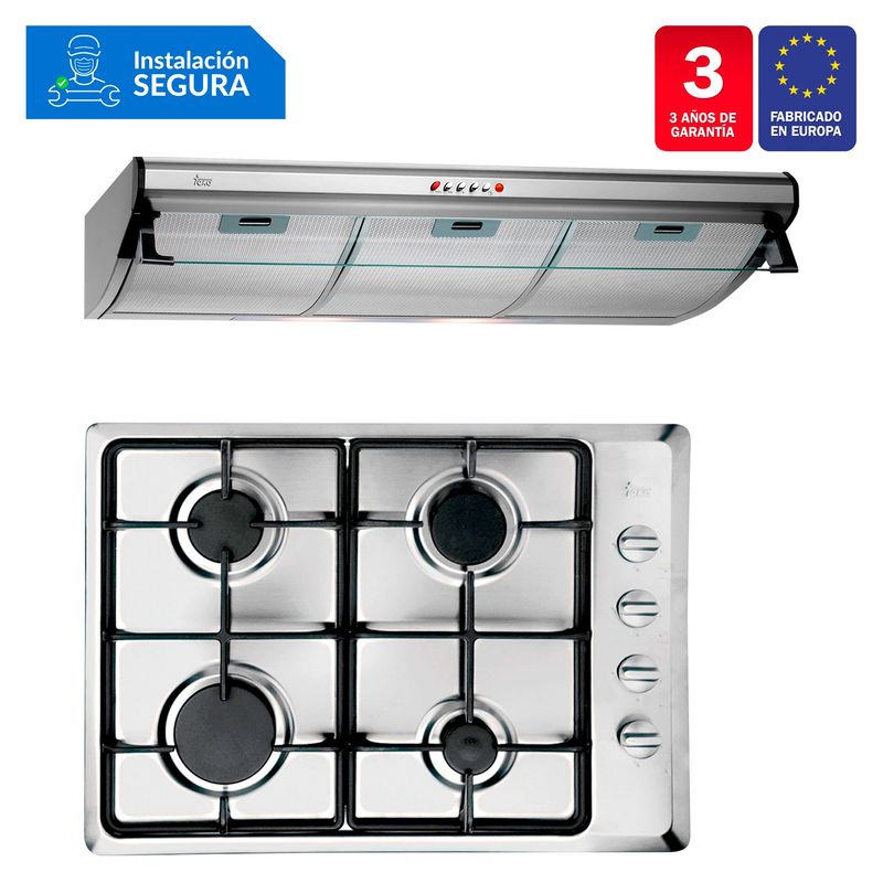 TEKA - Combo Cocina Empotrable HLX 50 4G AI CI + Campana Tradicional C 9310 C/F