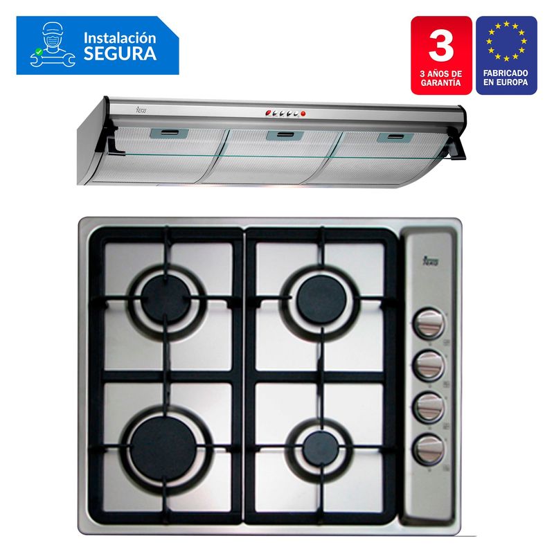 TEKA - Combo Cocina Empotrable 4G 60 AI CI + Campana Tradicional C 9310 C/F