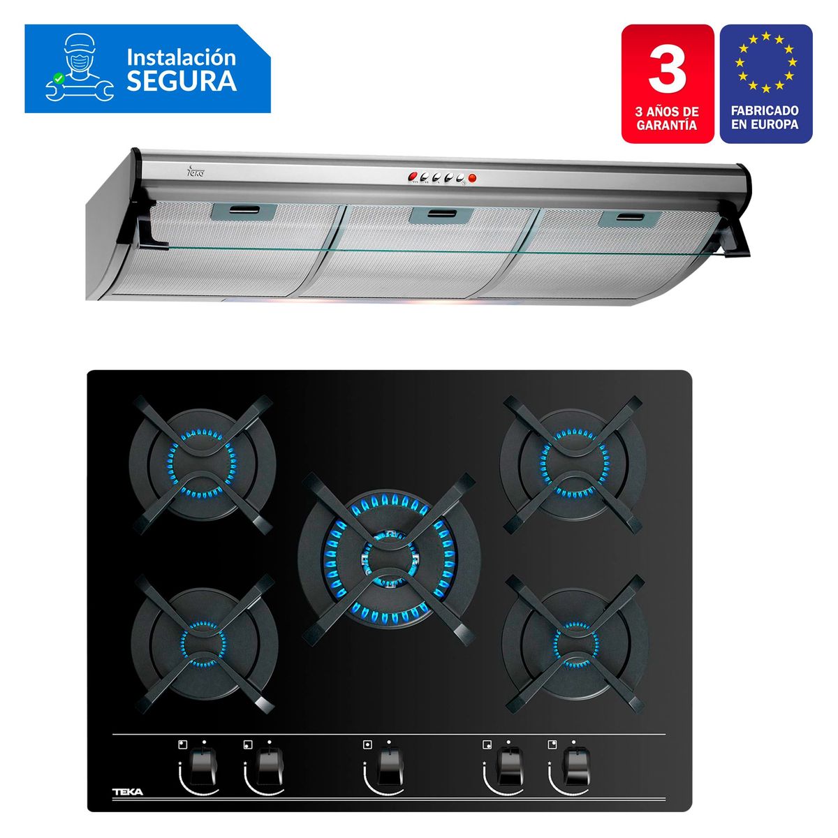 TEKA - Combo Campana Tradicional C 9310 C/F + Cocina Empotrable GBC 75030 KIN