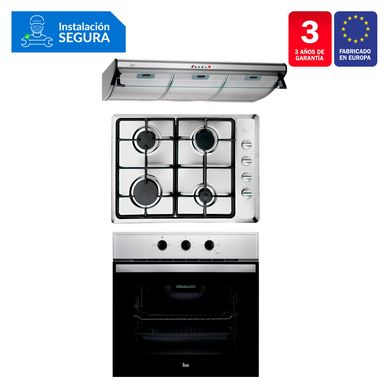 Tricombo Cocina Empotrable HLX 50 4G AI CI + Campana Tradicional C 9310 C/F + Horno Elctrico HBB 535