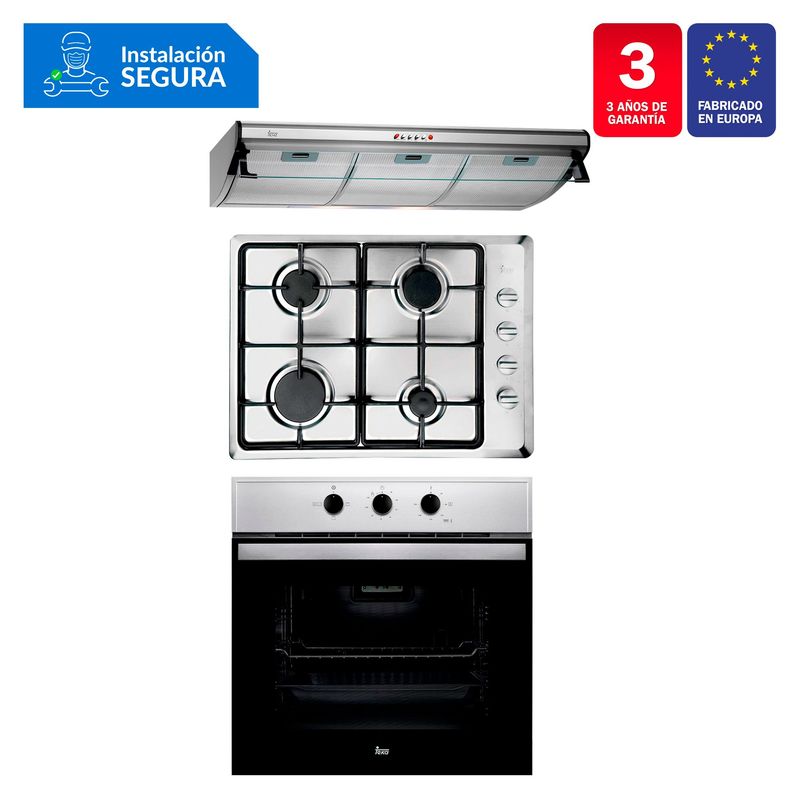TEKA - Tricombo Cocina Empotrable HLX 50 4G AI CI + Campana Tradicional C 9310 C/F + Horno Eléctrico HBB 535