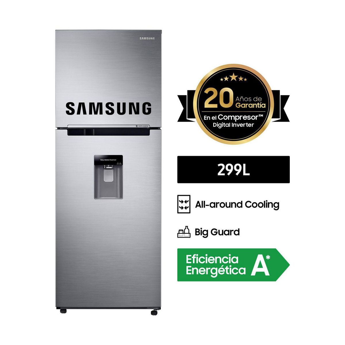 SAMSUNG - Refrigeradora Samsung Top Freezer 299 Litros RT29K571JS8