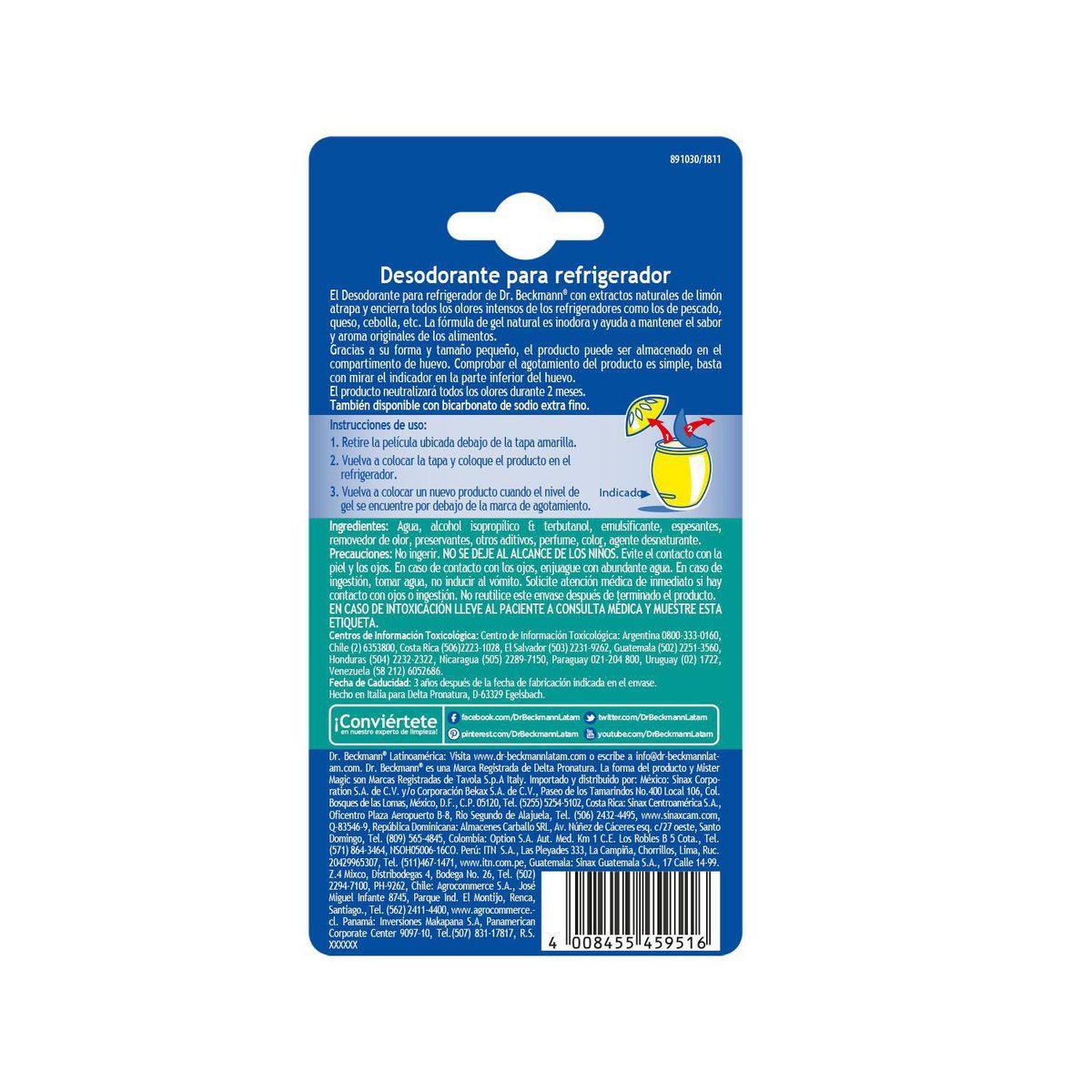 DR BECKMANN - Absorbe Olores Refrigerador Bicarbonato