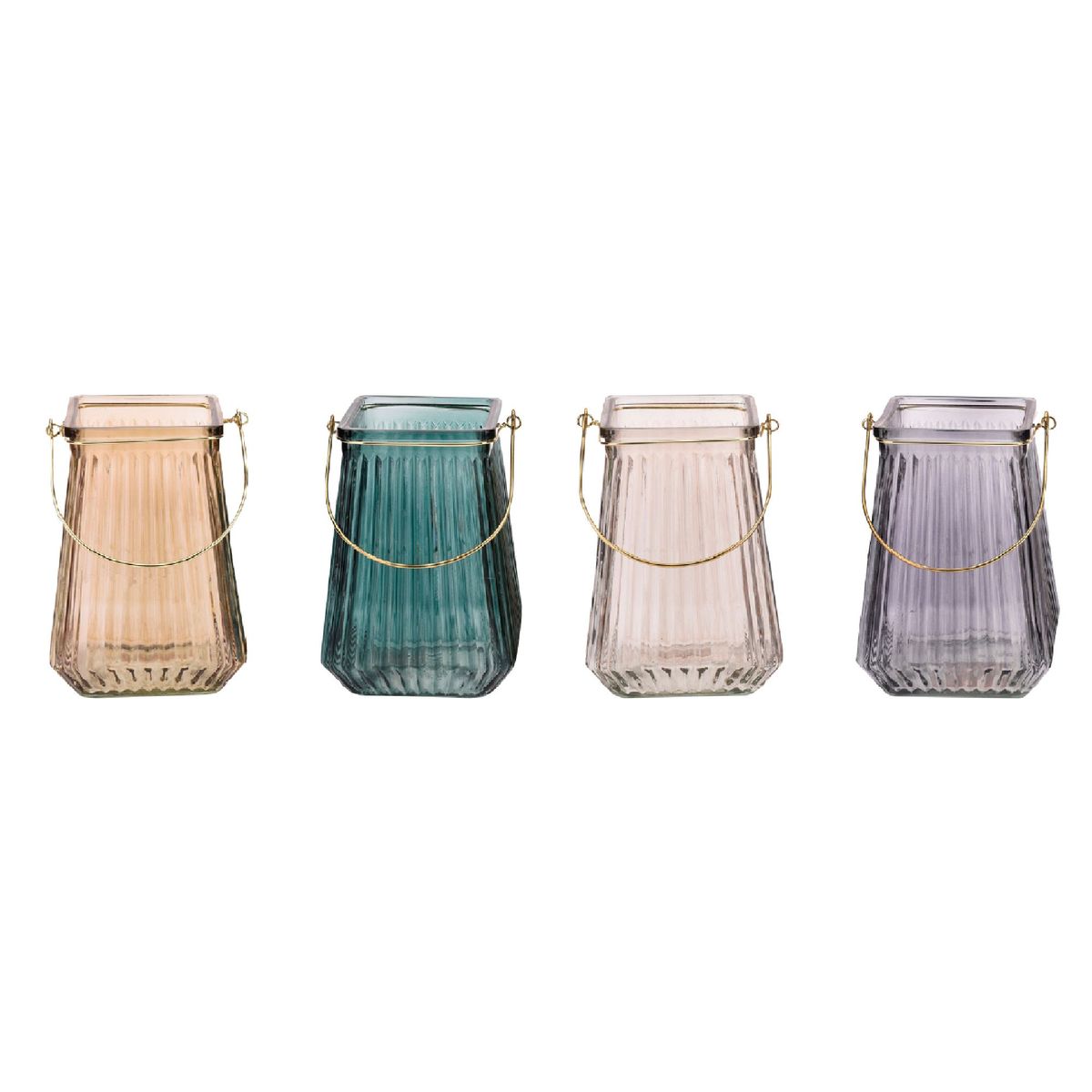 JUST HOME COLLECTION - Portavelas Vidrio Surtido Colores 20cm