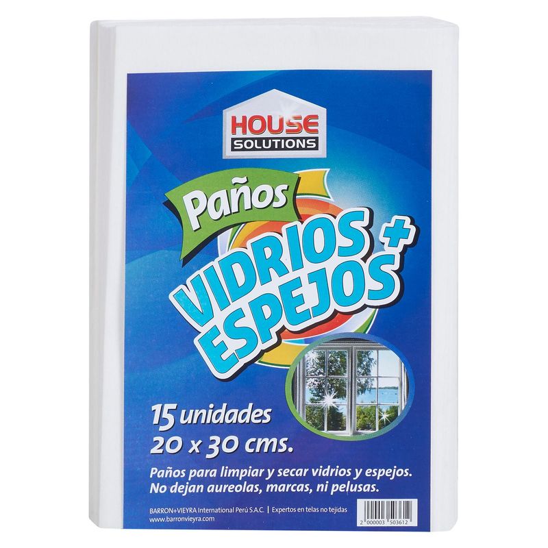 HOUSE SOLUTIONS - Paño Para Vidrios 15 Unds 20X30Cm House Solutions
