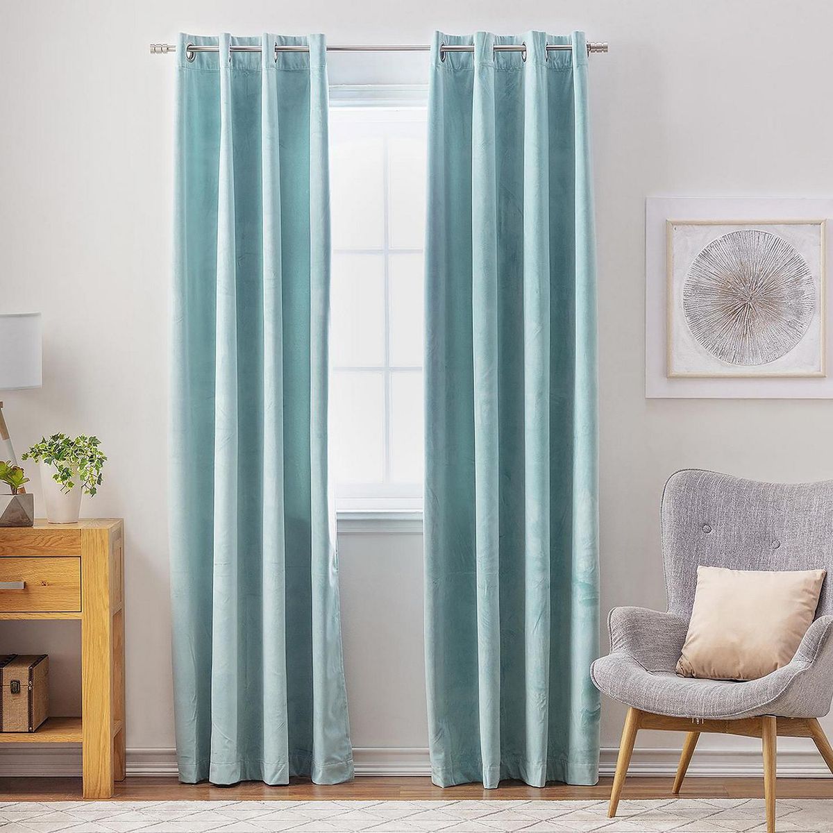 JUST HOME COLLECTION - Cortina Sun Out Velvet 135x220cm Menta