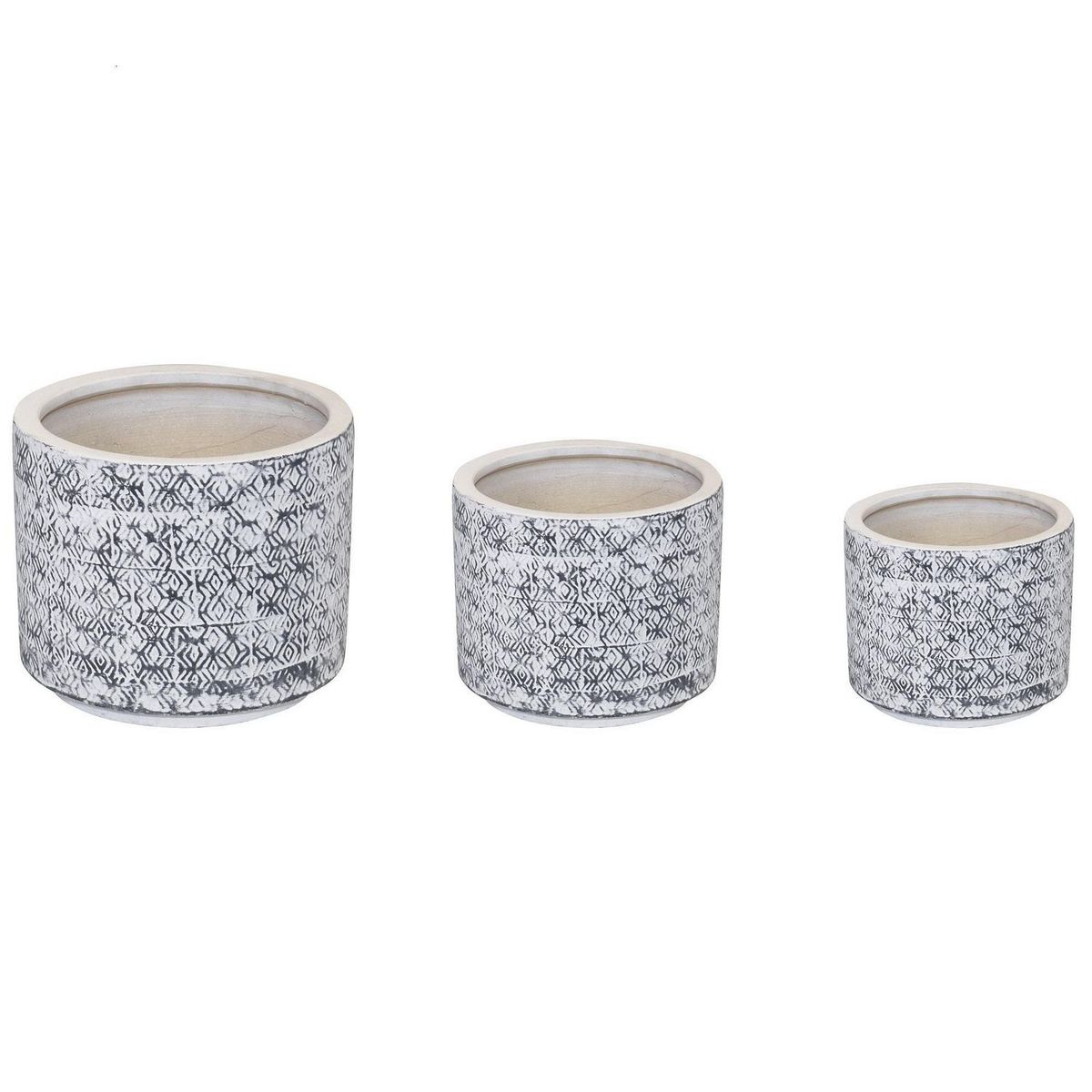 JUST HOME COLLECTION - Set 3 Maceteros Manu Color Blanco/Negro