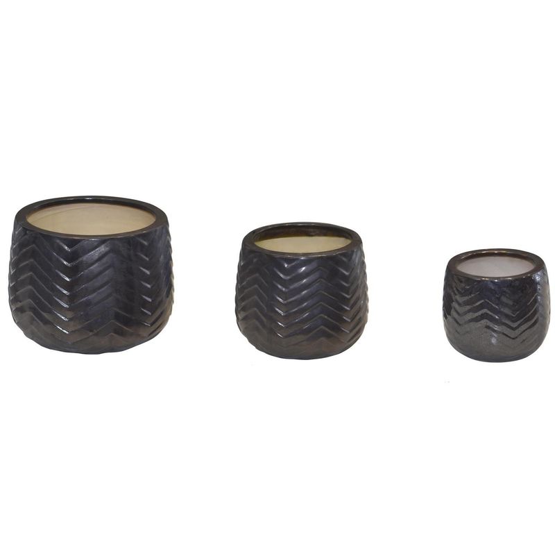 JUST HOME COLLECTION - Set 3 Maceteros Kiri Color Negro Mate