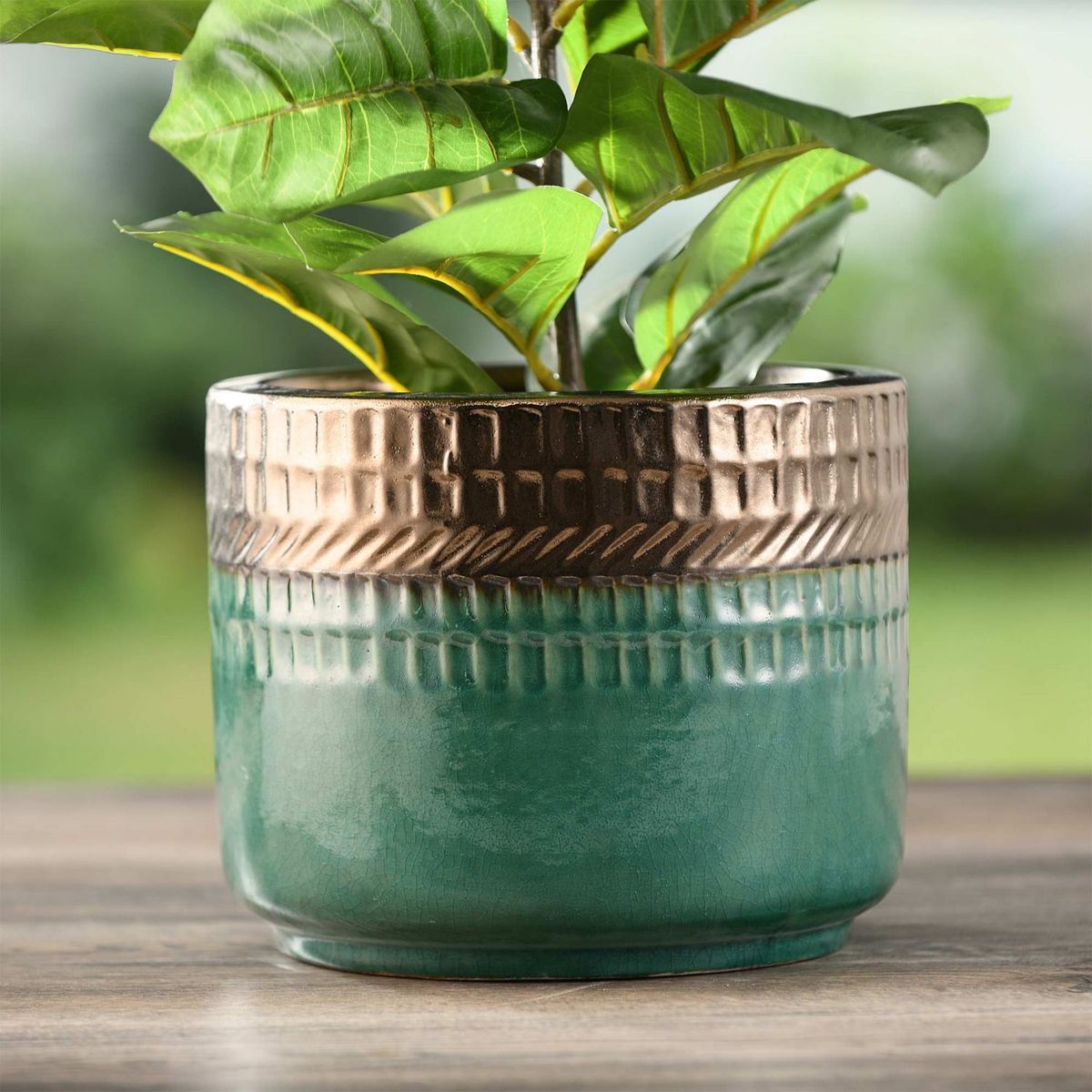 JUST HOME COLLECTION - Maceta Nihi Color Verde Jade 19x18x