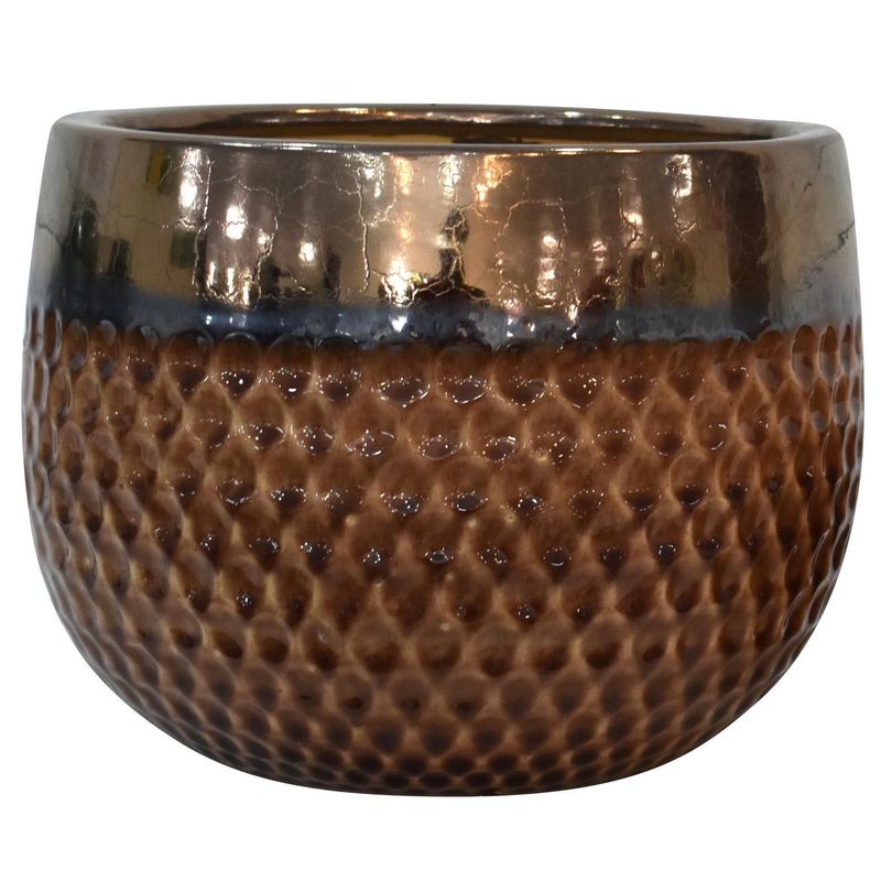 JUST HOME COLLECTION - Maceta Kura Color Tabaco/Dorado 30x23cm