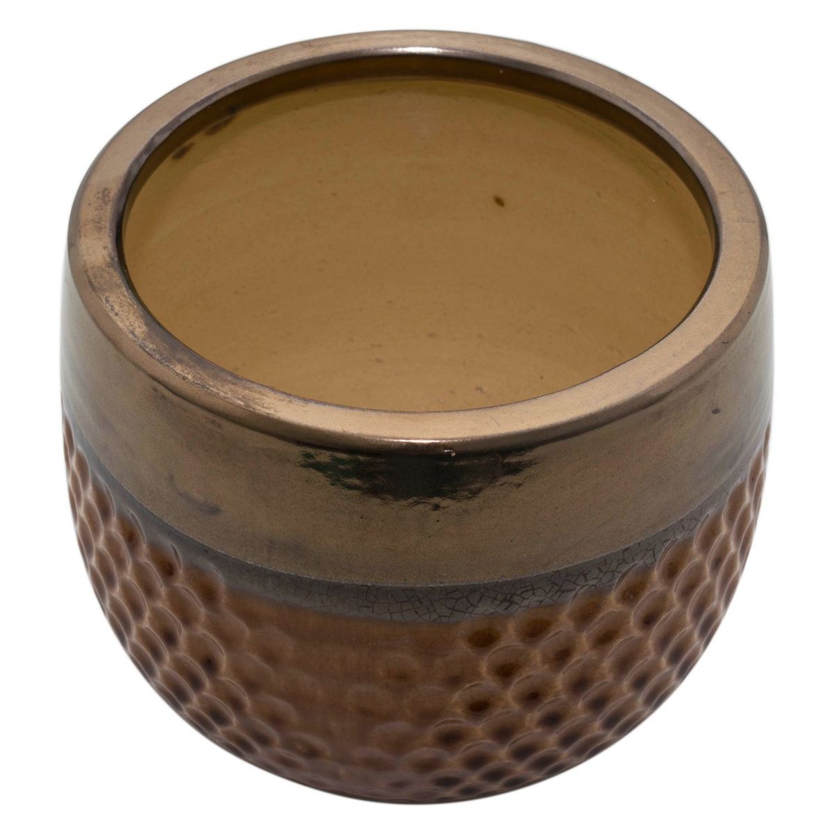 JUST HOME COLLECTION - Maceta Kura Color Tabaco/Dorado 30x23cm