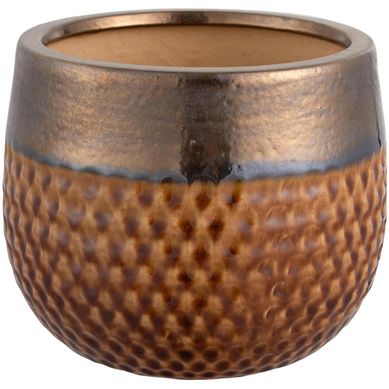 Maceta Kura Color Tabaco/Dorado 22x18x